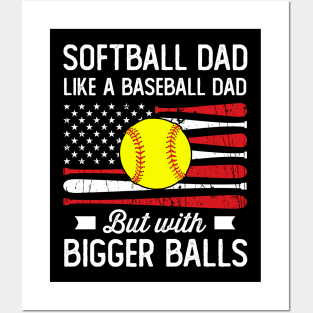 Softball Dad Like A Baseball Dad Definition On Back Gifts For Men Father day Posters and Art